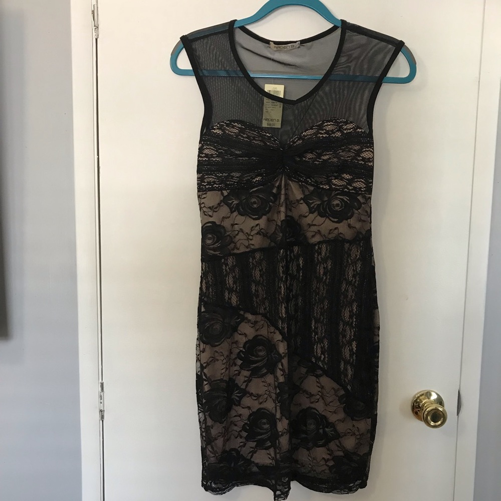 Arden B Black Mesh Cocktail Dress
